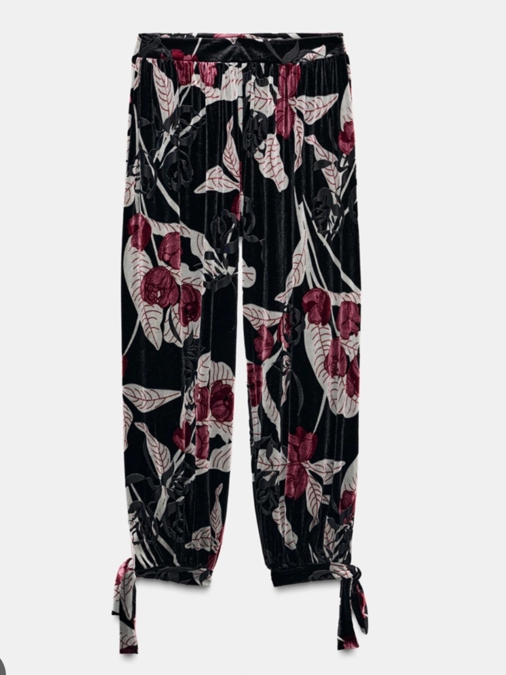 Zara NWT velvet trousers black fuchsia 4813/859